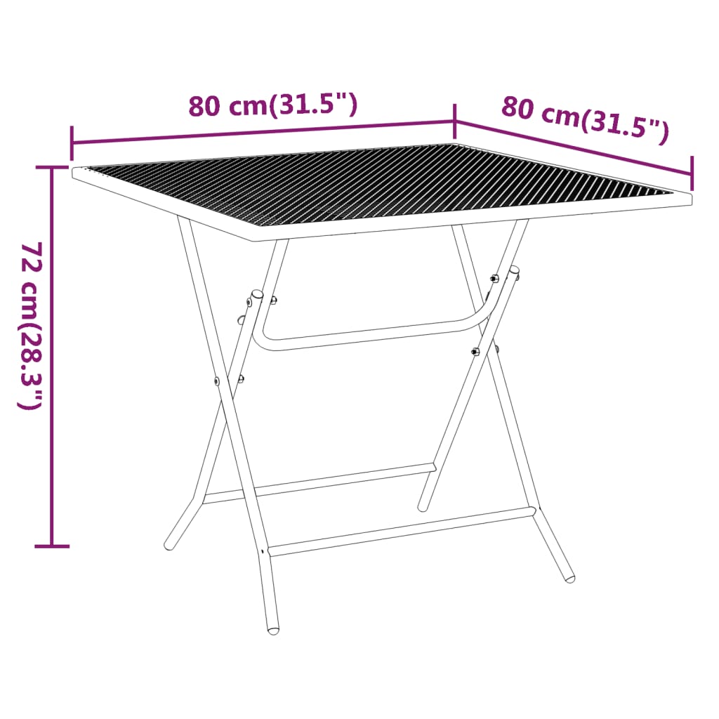 vidaXL Gartentisch 80x80x72 cm Streckmetall Anthrazit