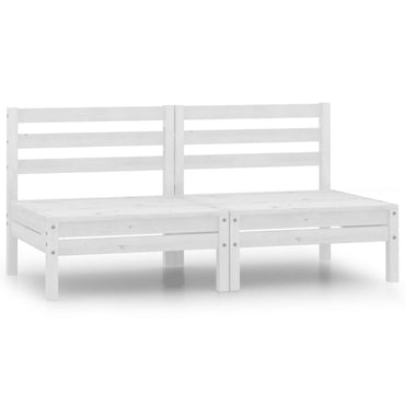 vidaXL 2-Sitzer-Gartensofa Weiß Kiefer Massivholz