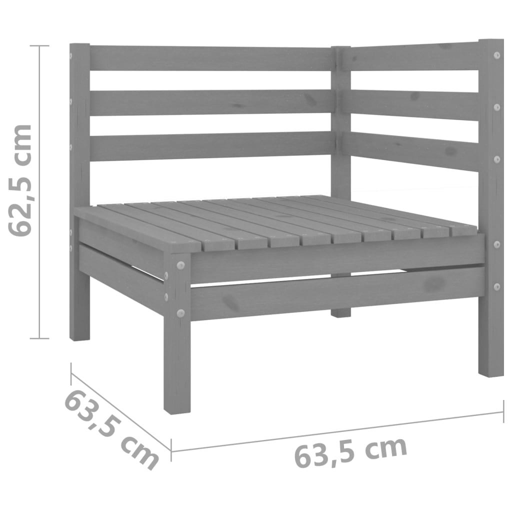 vidaXL Canapé de jardin 2 places gris bois de pin massif