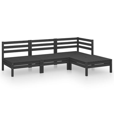 vidaXL Salon de jardin 4 pcs Bois de pin massif Noir