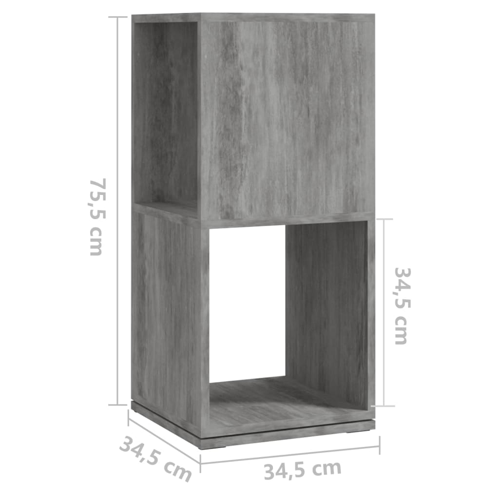 vidaXL Drehregal Betongrau 34,5x34,5x75,5 cm Holzwerkstoff