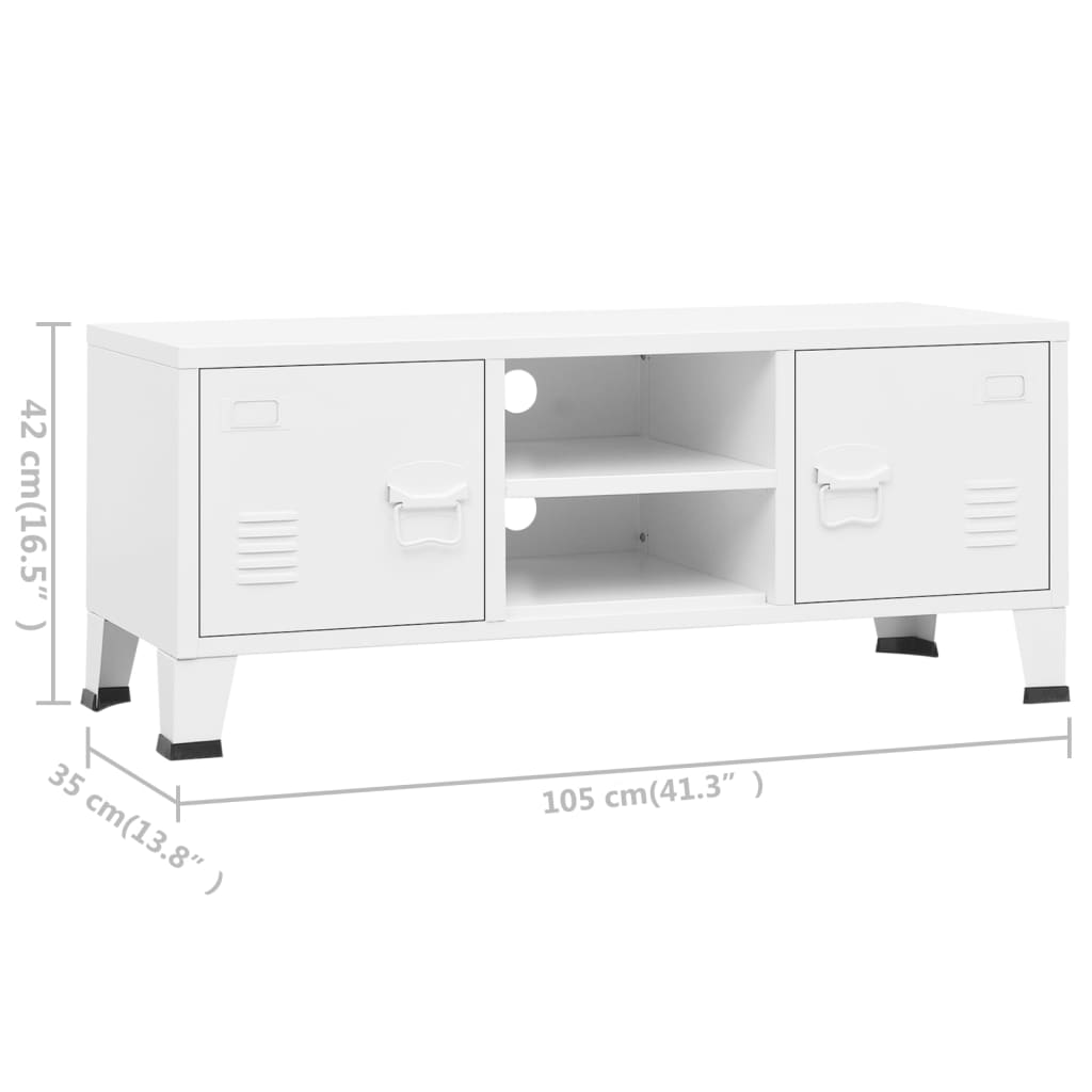 vidaXL Meuble TV de style industriel blanc 105x35x42 cm métal