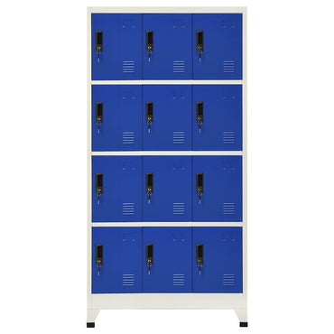 vidaXL Schließfachschrank Grau und Blau 90x45x180 cm Stahl