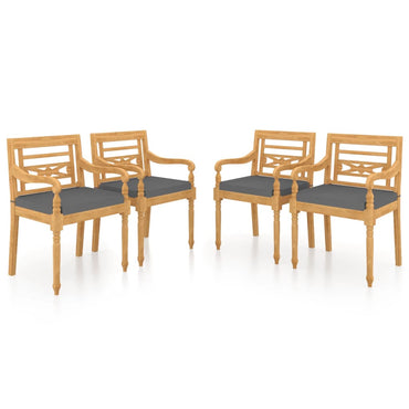 vidaXL Batavia-Stühle 4 Stk. mit Kissen Massivholz Teak