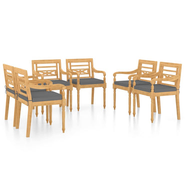 vidaXL Batavia-Stühle 6 Stk. mit Kissen Massivholz Teak