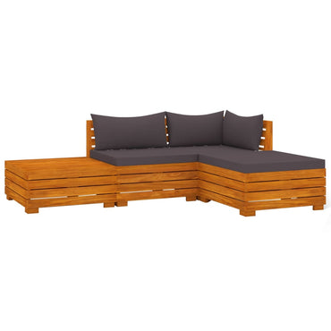 vidaXL 4-tlg. Garten-Lounge-Set mit Kissen Massivholz Akazie