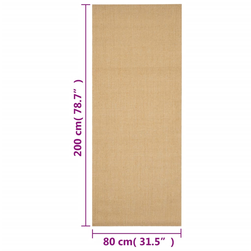 vidaXL Tapis en sisal naturel 80x200 cm
