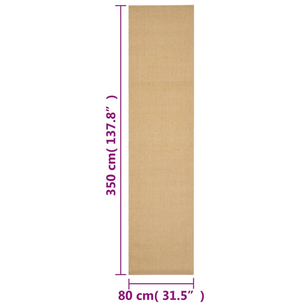 vidaXL Tapis en sisal naturel 80x350 cm