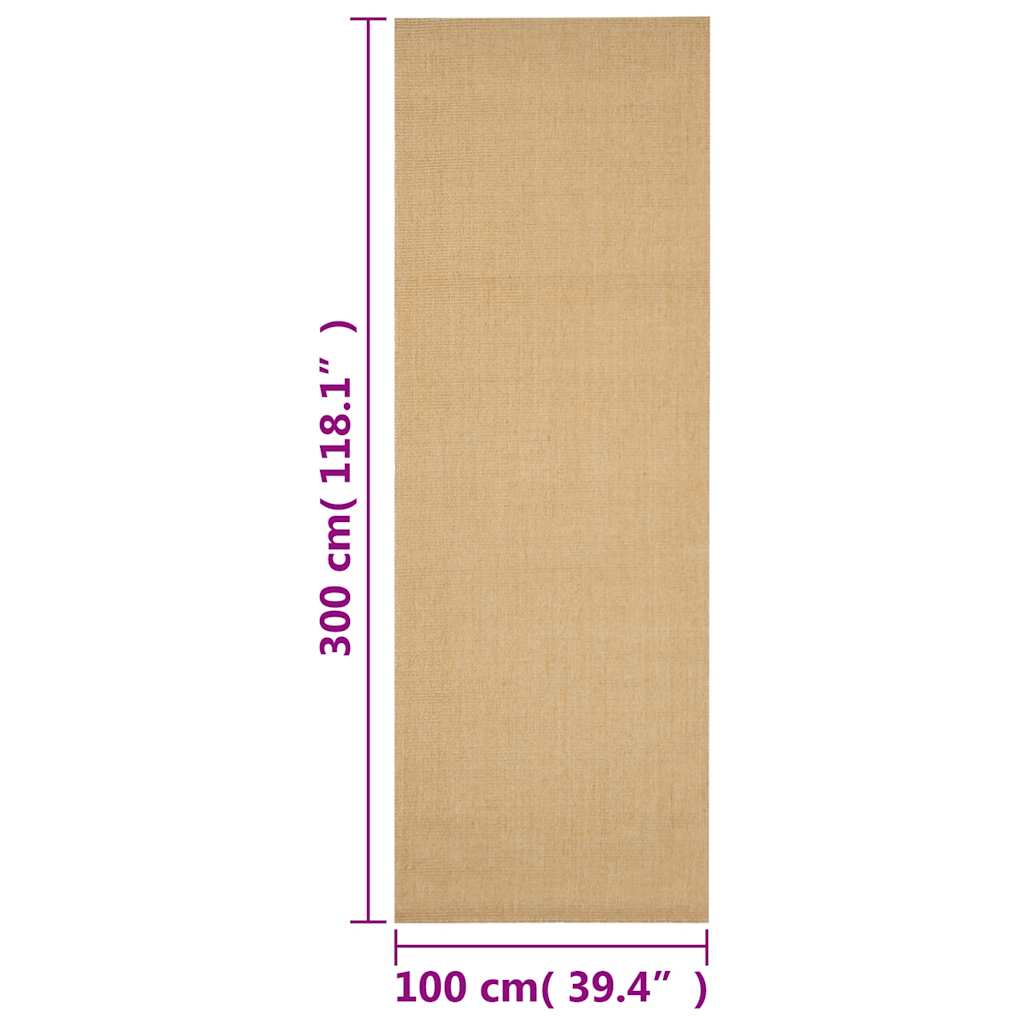 vidaXL Tapis en sisal naturel 100x300 cm