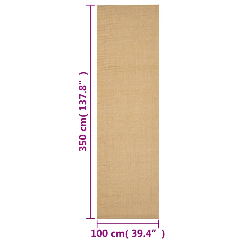 vidaXL Tapis en sisal naturel 100x350 cm