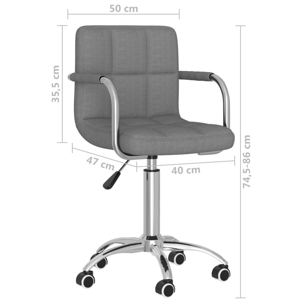vidaXL Chaise de salle à manger pivotante gris clair en tissu
