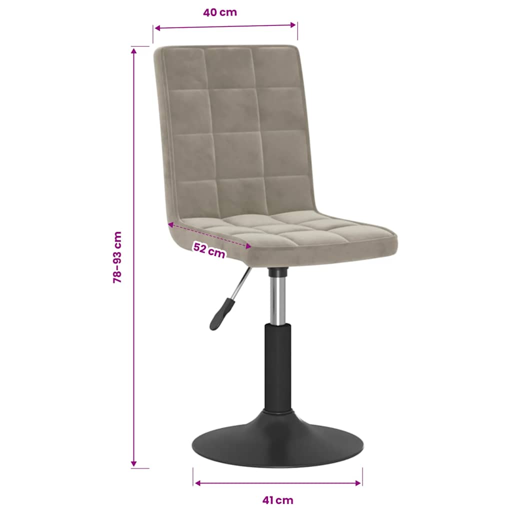 vidaXL Chaises de salle à manger 4 pcs pivotantes velours gris clair