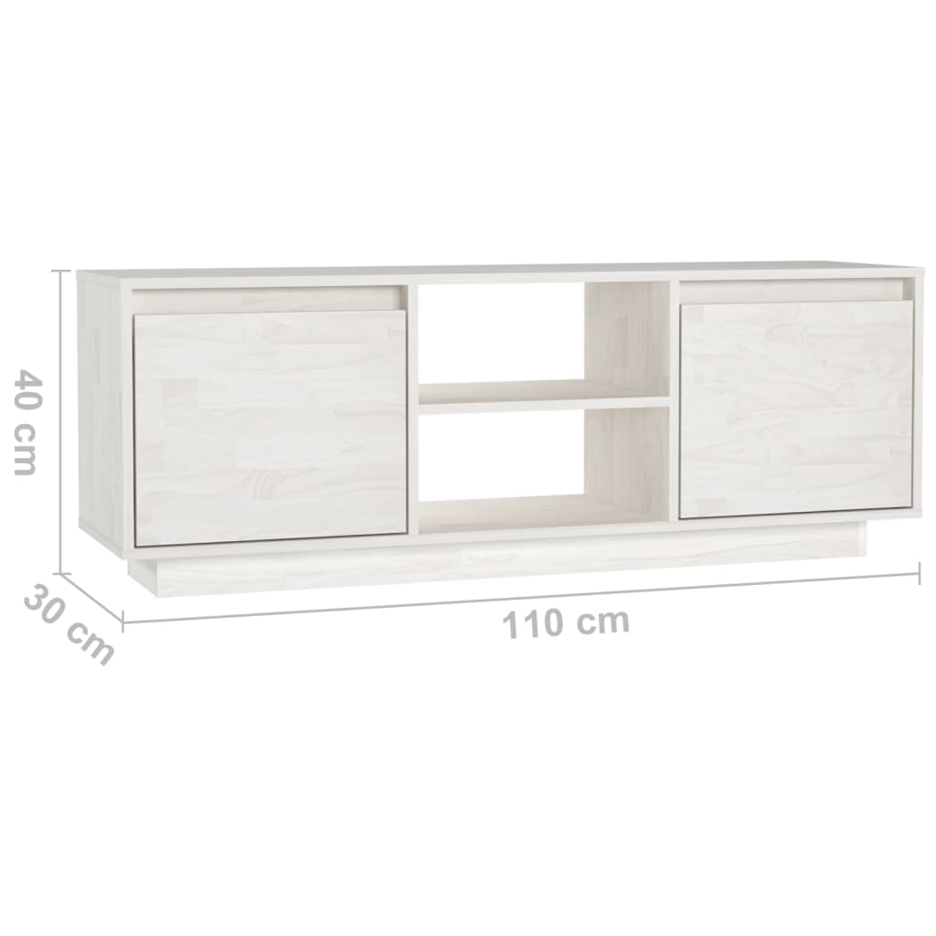 vidaXL TV-Schrank Weiß 110x30x40 cm Massivholz Kiefer