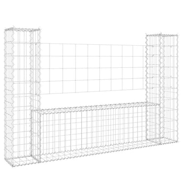 vidaXL Gabion U-förmiger Korb mit 2 Säulen Eisen 140x20x100 cm