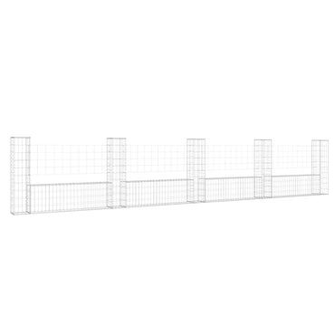 vidaXL Gabion en forme de U avec 5 poteaux, fer 500x20x100 cm