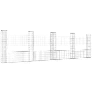 vidaXL Panier de gabions en U avec 5 poteaux en fer 500x20x150 cm