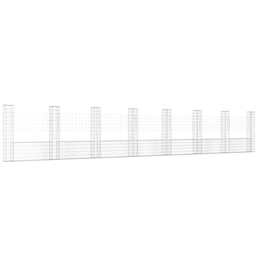 vidaXL Panier de gabion en U avec 8 poteaux en fer 860x20x150 cm