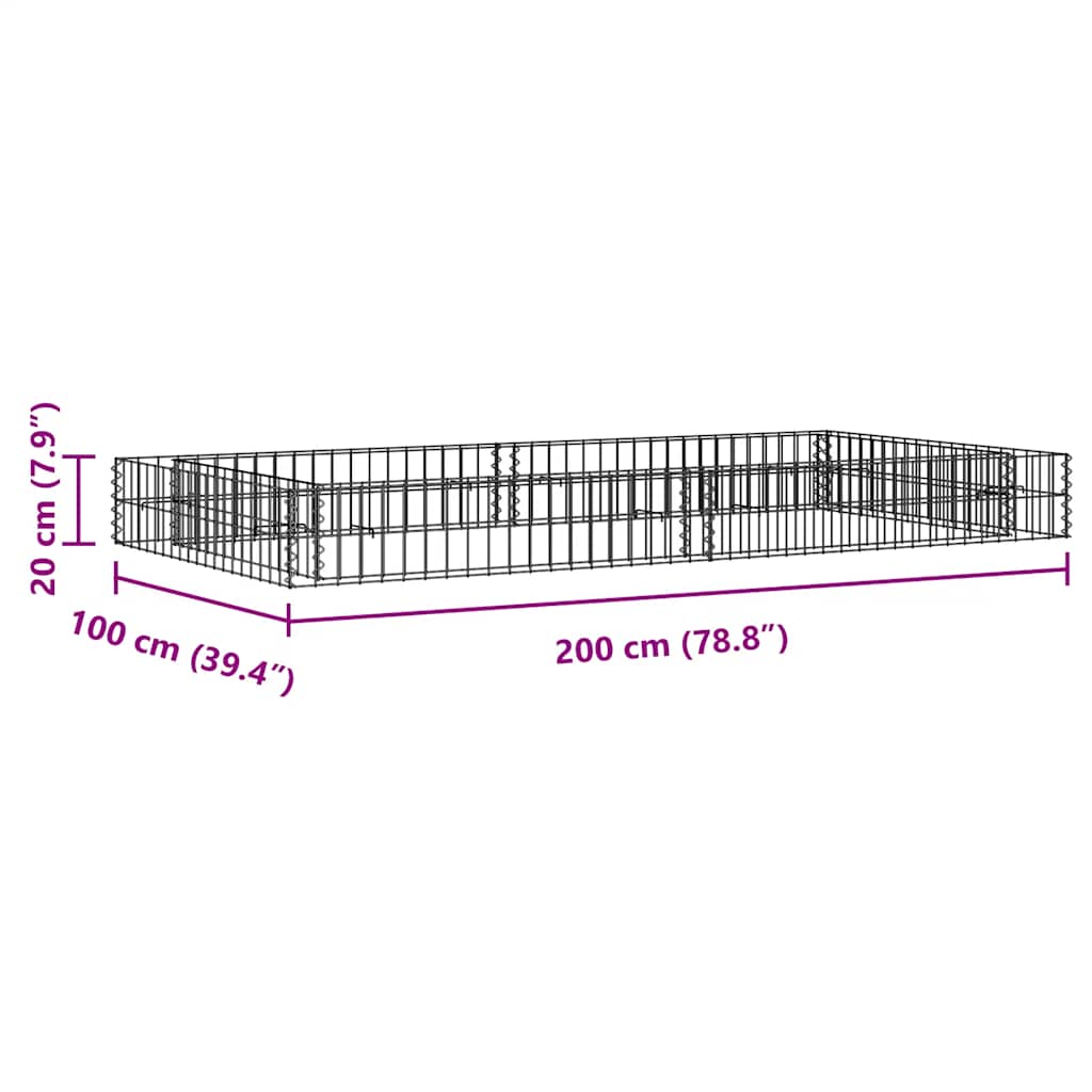 vidaXL Gabionen-Hochbeet Verzinkter Stahl 200x100x20 cm