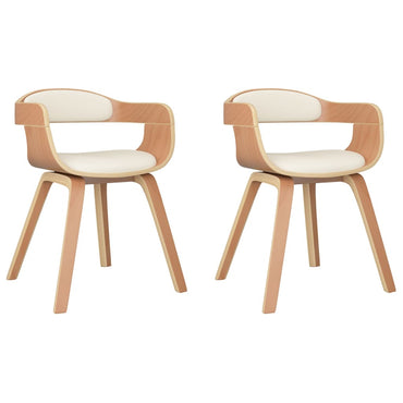 vidaXL Chaises de salle à manger 2 pcs Crème Bois courbé et similicuir