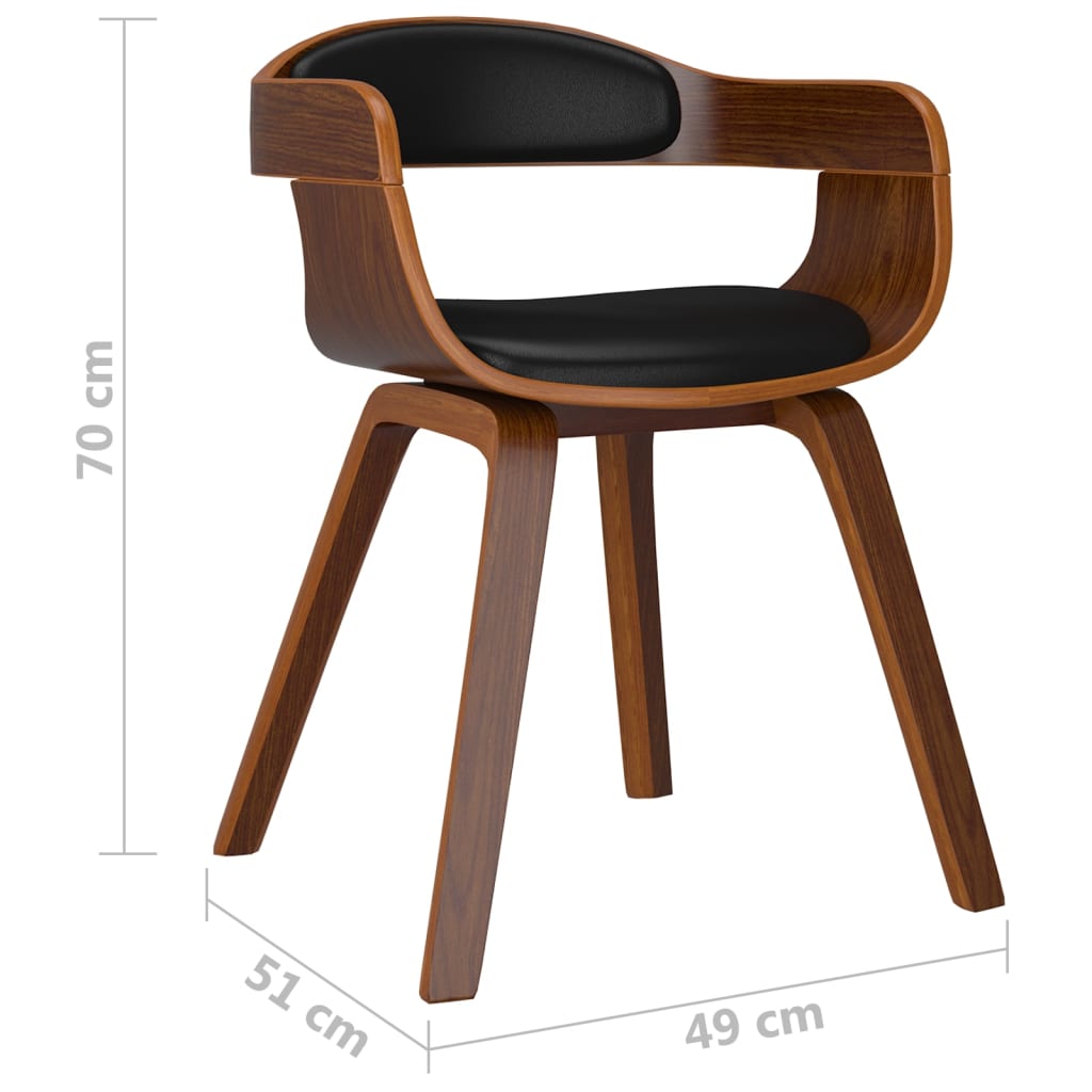 vidaXL Chaises de salle à manger 4 pcs Similicuir et bois courbé noirs