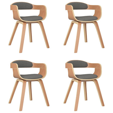 vidaXL Chaises de salle à manger 4 pcs Gris clair Bois courbé et tissu
