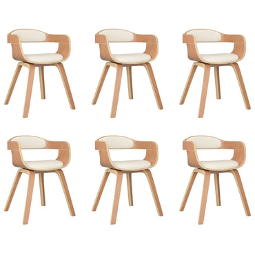 vidaXL Chaises de salle à manger 6 pcs Crème Bois courbé et similicuir