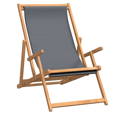 vidaXL Chaise de plage pliable Bois de teck massif Gris