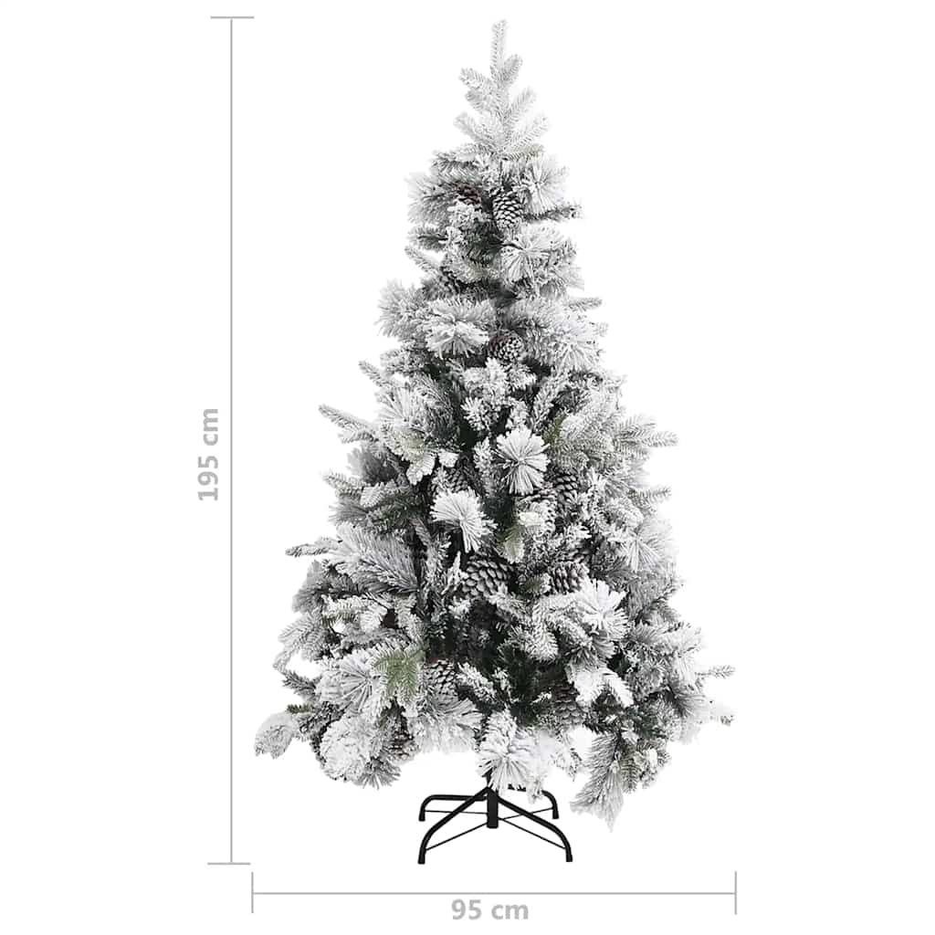 vidaXL Weihnachtsbaum mit Zapfen Beschneit 195 cm PVC & PE