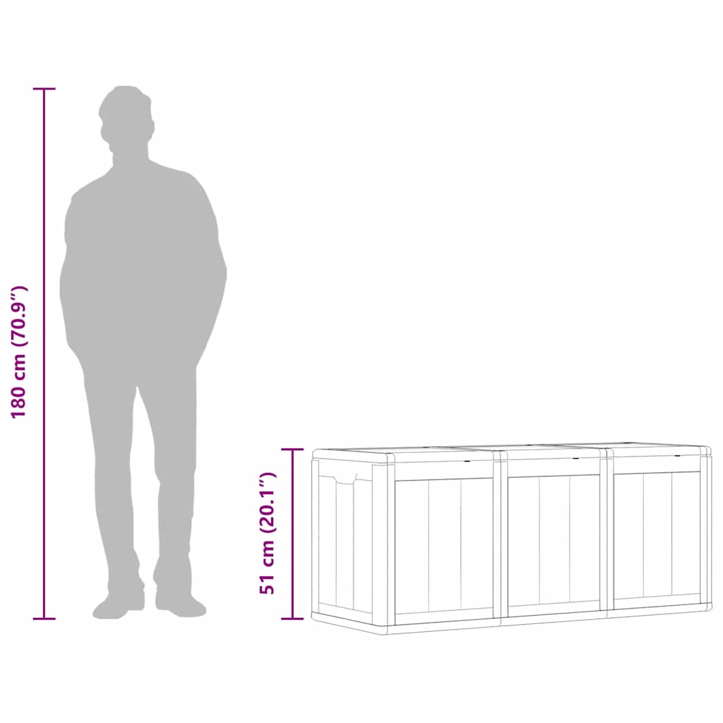 Garten-Aufbewahrungsbox 270 L Grau PP-Holzoptik