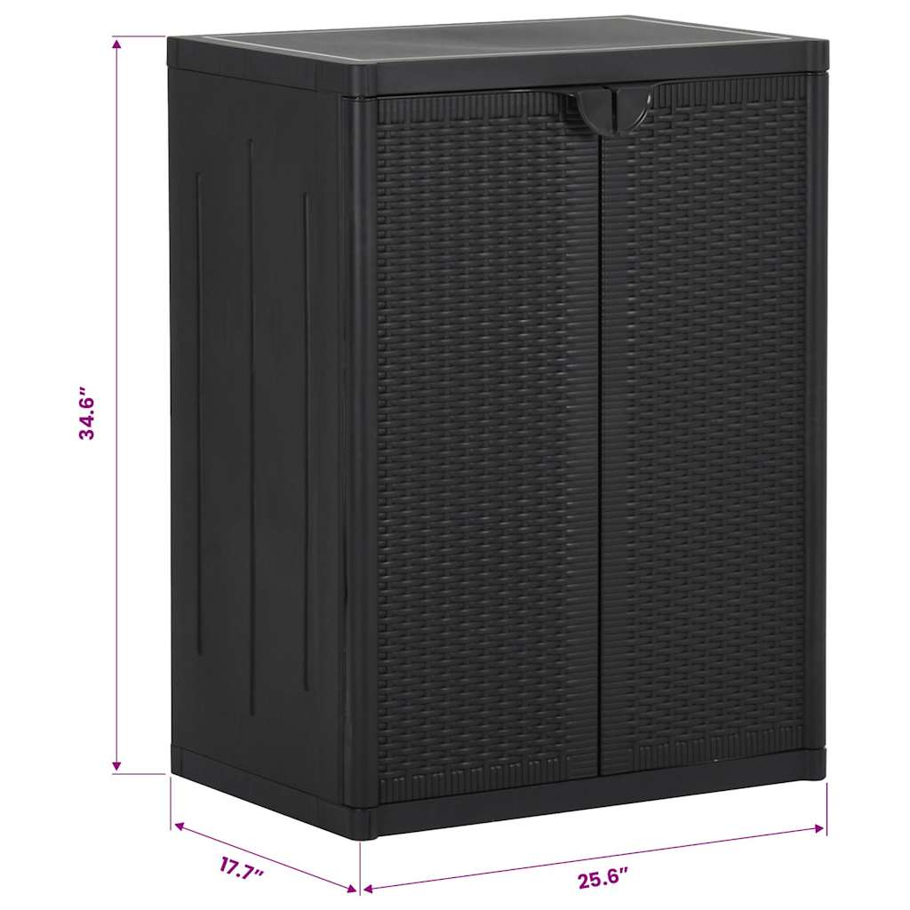 vidaXL Gartenschrank Schwarz 65x45x88 cm PP Rattan-Optik