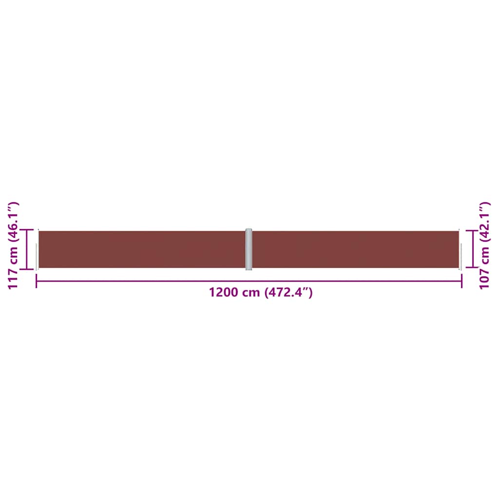 vidaXL Store latéral rétractable Marron 117x1200 cm