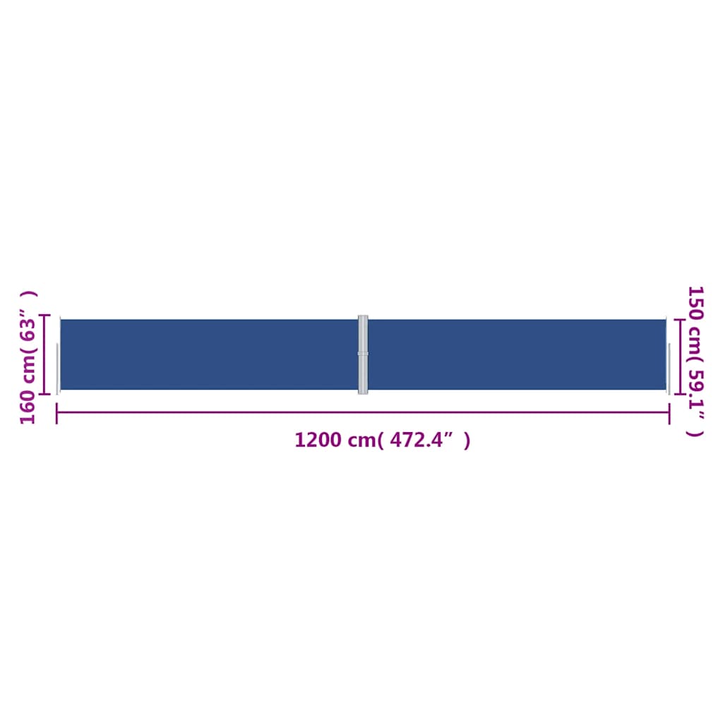 vidaXL Store latéral rétractable bleu 160x1200 cm