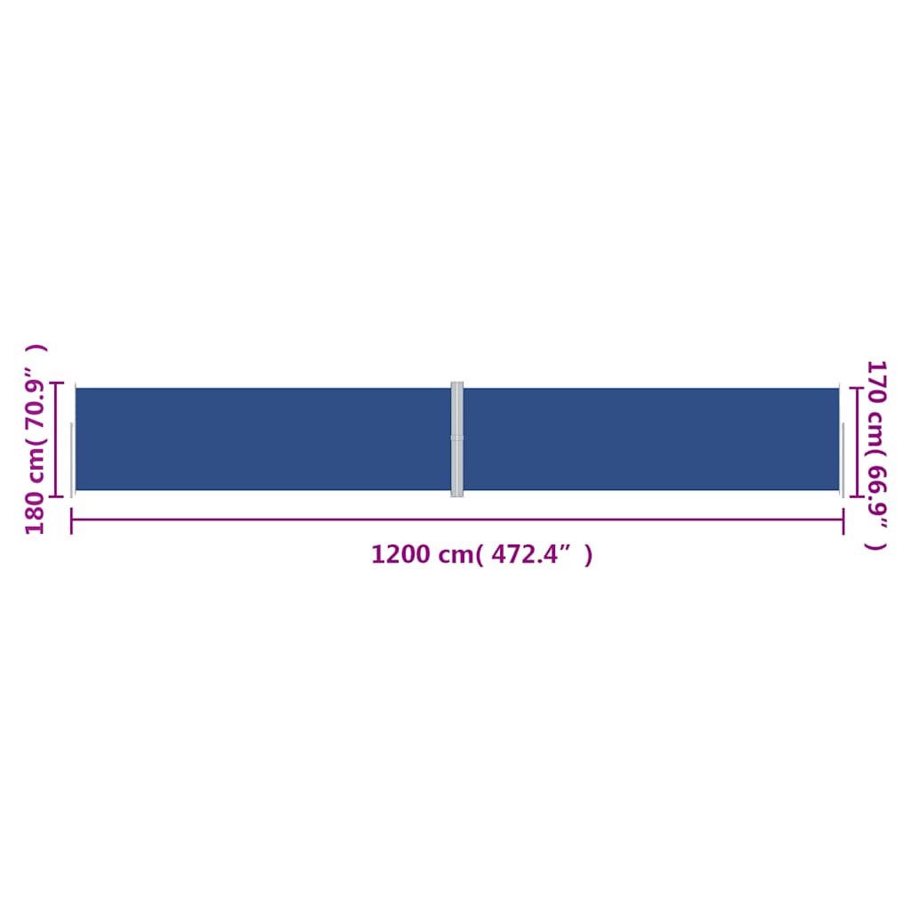 vidaXL Seitenmarkise Ausziehbar Blau 180x1200 cm
