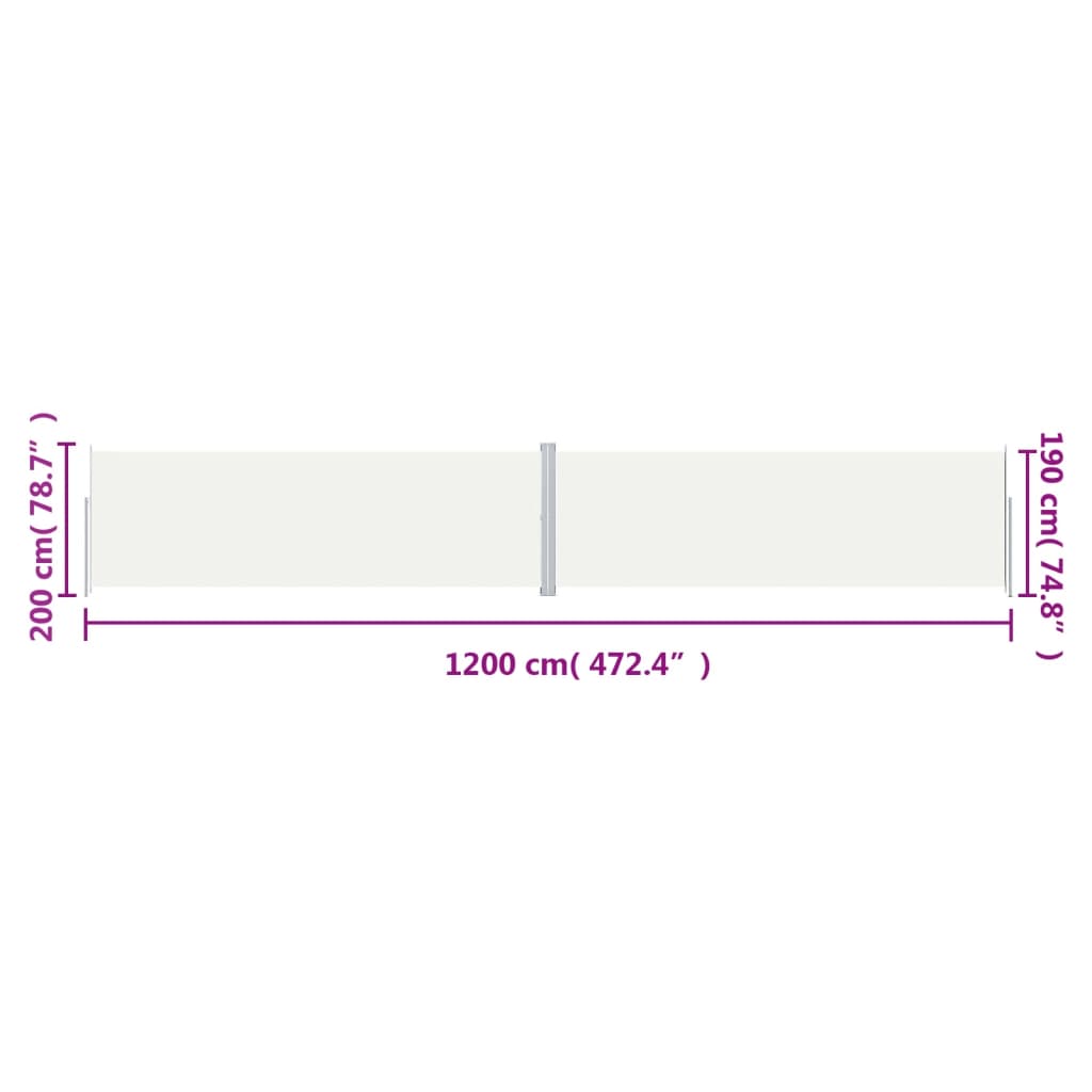 vidaXL Store latéral rétractable crème 200x1200 cm