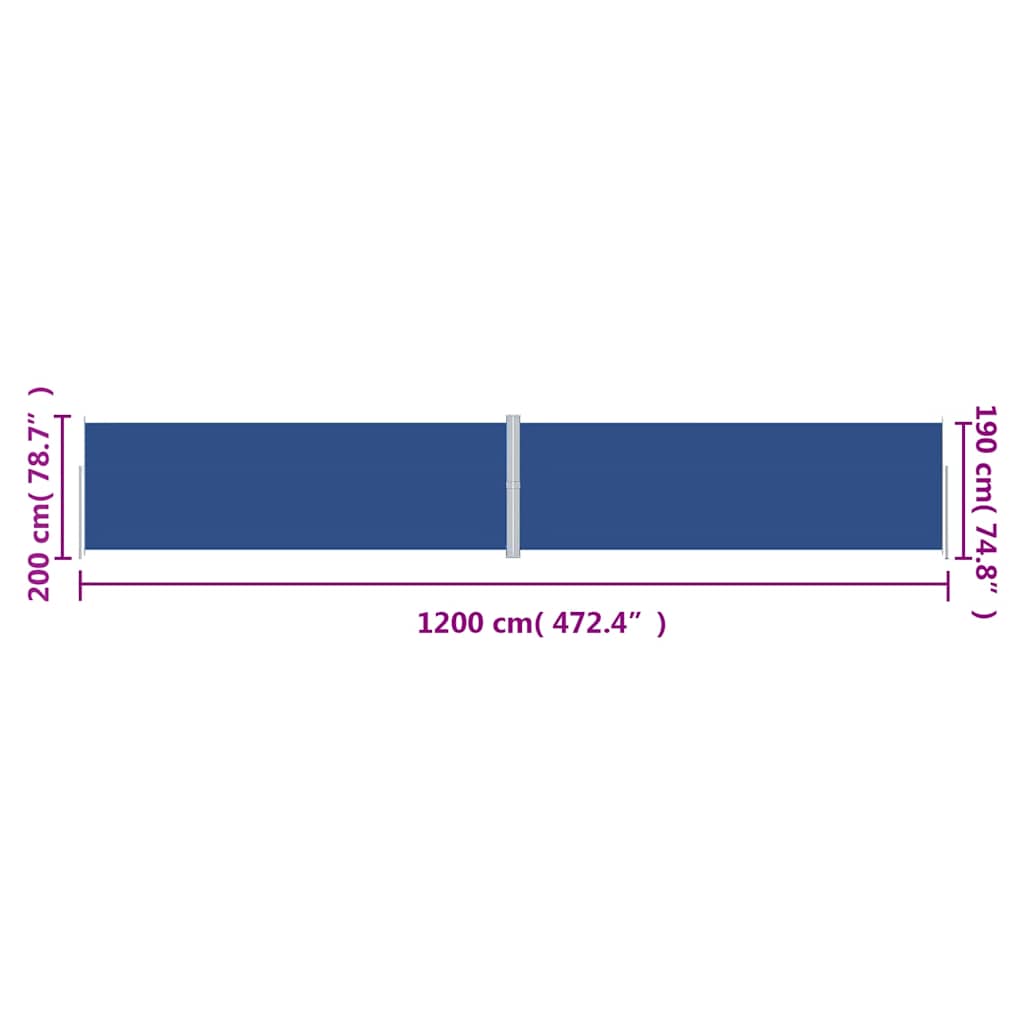 Store latéral rétractable vidaXL bleu 200x1200 cm