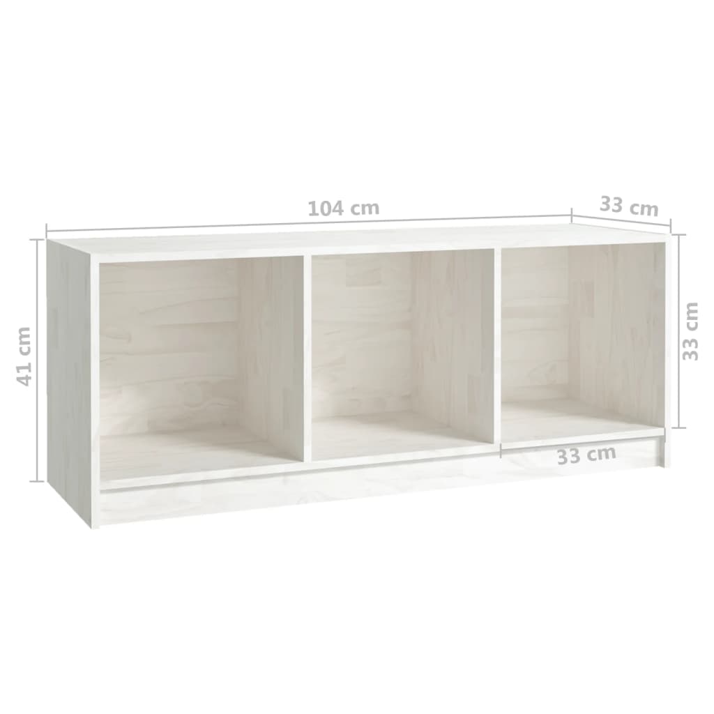 vidaXL TV-Schrank Weiß 104x33x41 cm Massivholz Kiefer