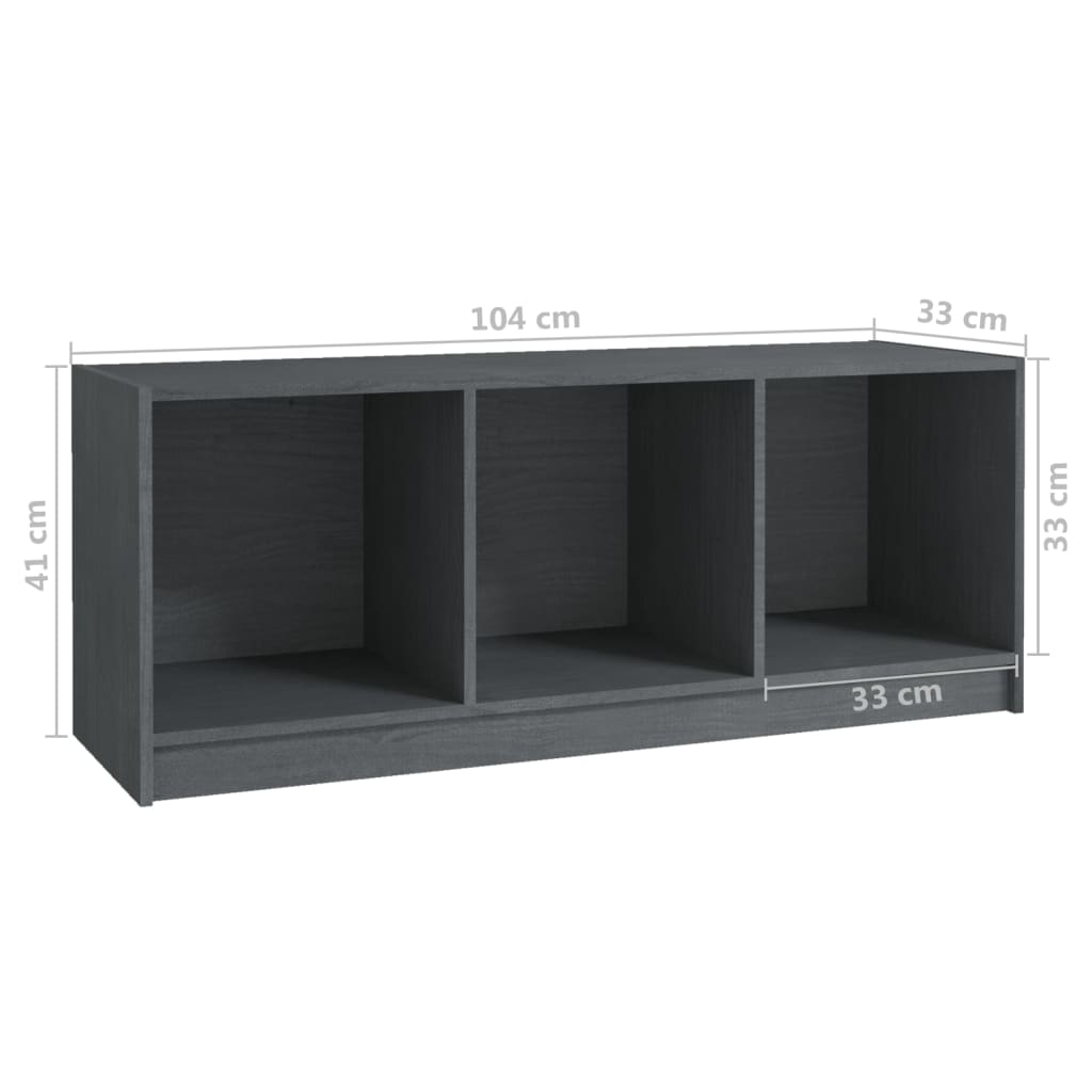 vidaXL Meuble TV gris 104x33x41 cm en pin massif