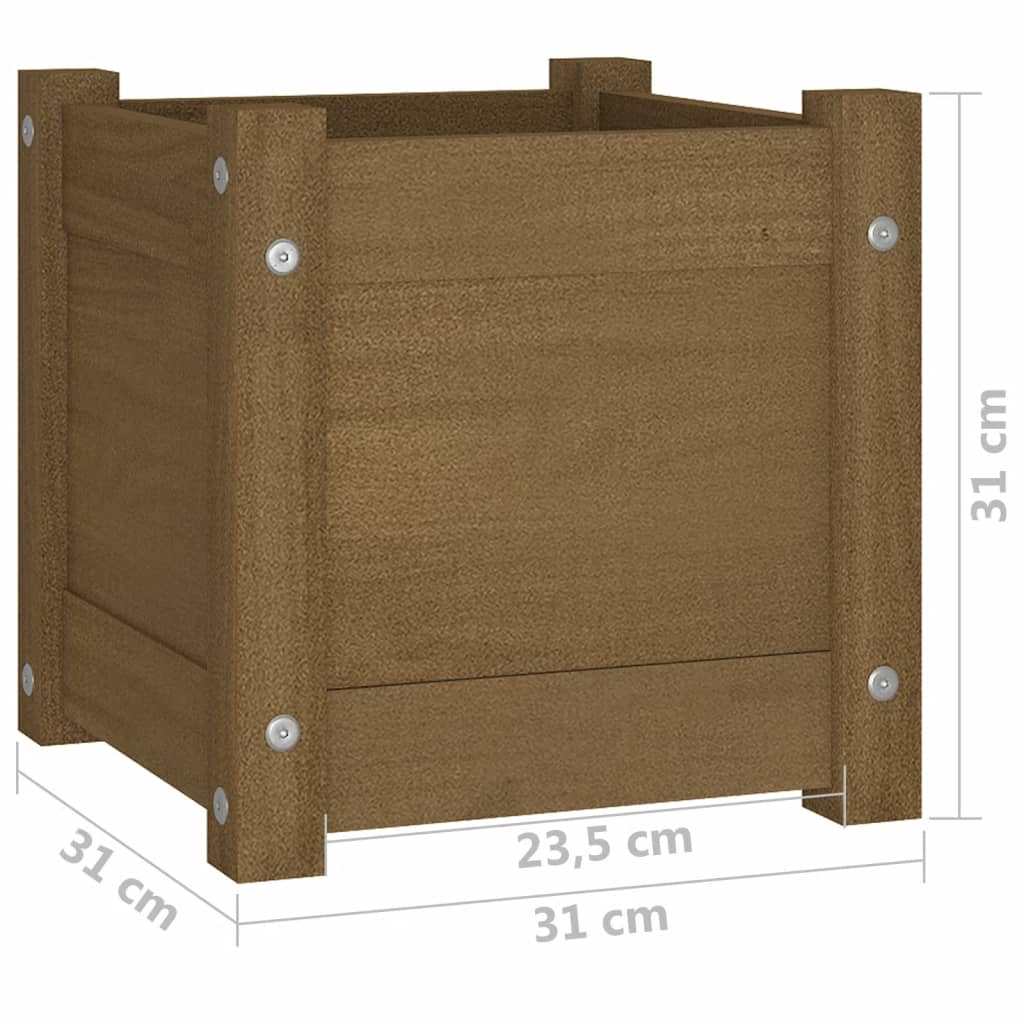 vidaXL Pflanzkübel Honigbraun 31x31x31 cm Massivholz Kiefer
