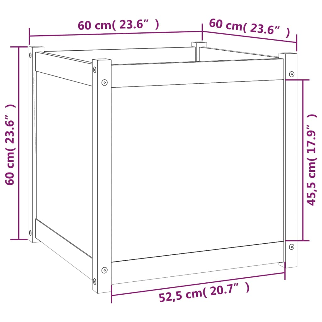 vidaXL Jardinières 2 pcs 60x60x60 cm Bois de pin massif