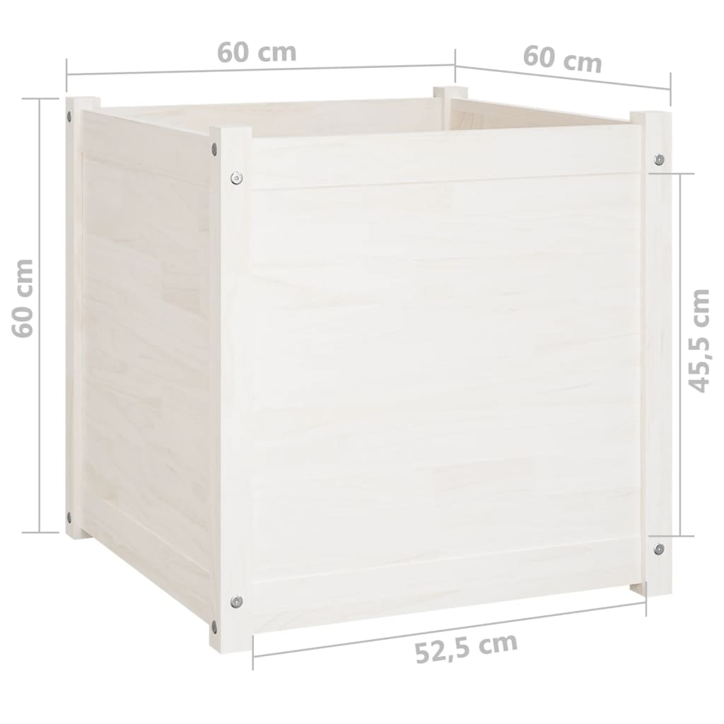 vidaXL Pflanzkübel 2 Stk. Weiß 60x60x60 cm Massivholz Kiefer