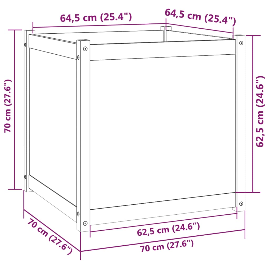 vidaXL Pflanzkübel Weiß 70x70x70 cm Massivholz Kiefer