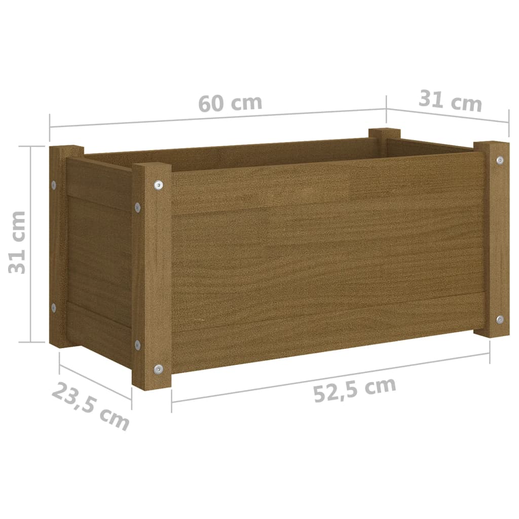 vidaXL Jardinière Bois de Pin Massif Marron Miel 60x31x31 cm