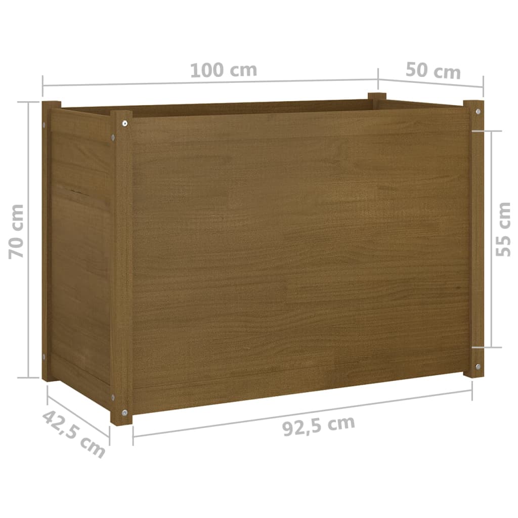 vidaXL Pflanzkübel Honigbraun 100x50x70 cm Massivholz Kiefer