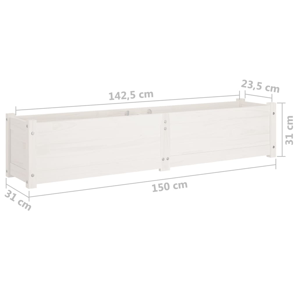 vidaXL Garten-Hochbeete 2 Stk. Weiß 150x31x31 cm Massivholz Kiefer