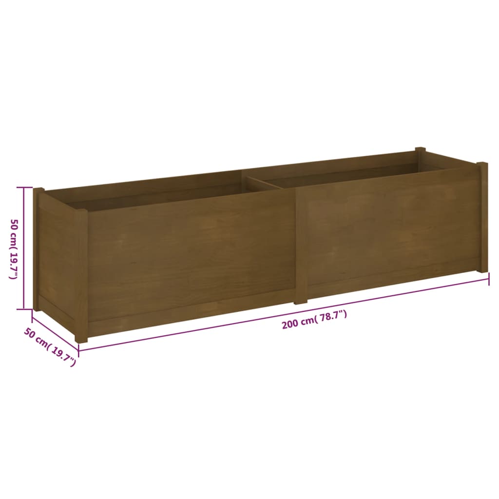 vidaXL Pflanzkübel Honigbraun 200x50x50 cm Massivholz Kiefer