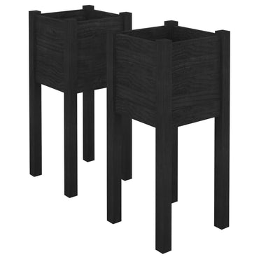 vidaXL Pflanzkübel 2 Stk. Schwarz 31x31x70 cm Massivholz Kiefer