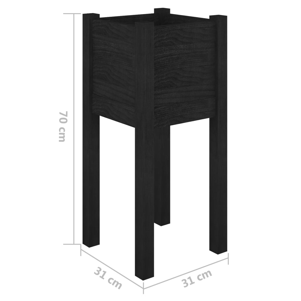 vidaXL Jardinières 2 pcs Noir 31x31x70 cm Bois de pin massif