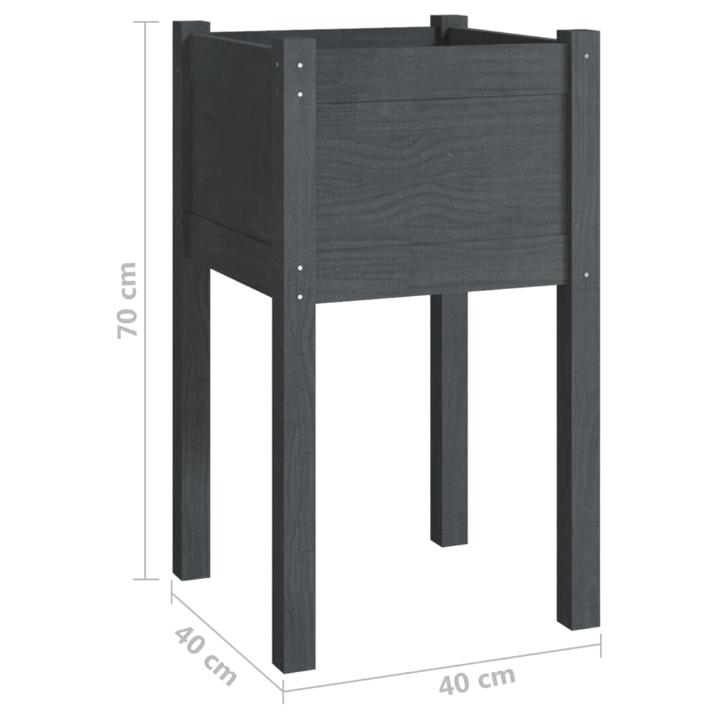 vidaXL Pflanzkübel 2 Stk. Grau 40x40x70 cm Massivholz Kiefer