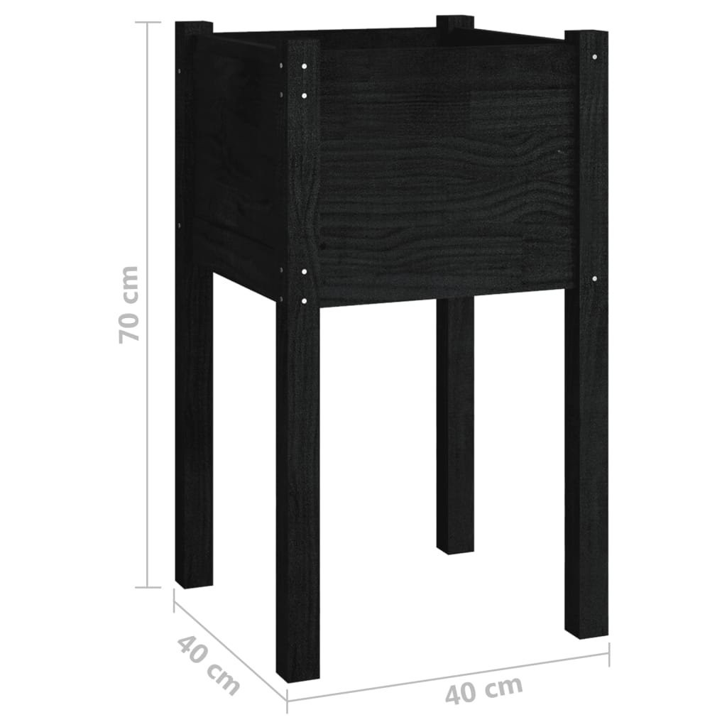 vidaXL Pflanzkübel Schwarz 40x40x70 cm Massivholz Kiefer