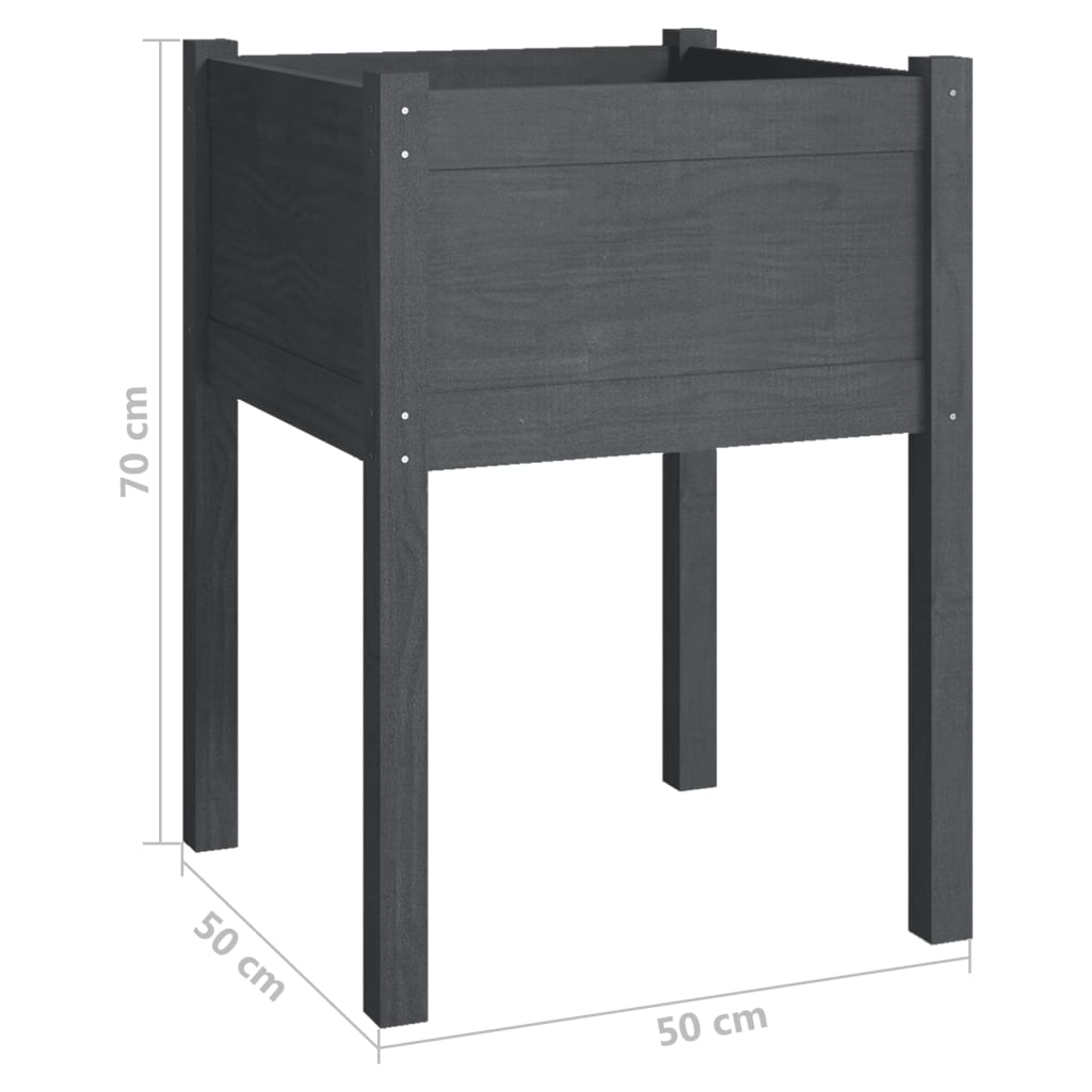 vidaXL Jardinière Gris 50x50x70 cm Bois de pin massif